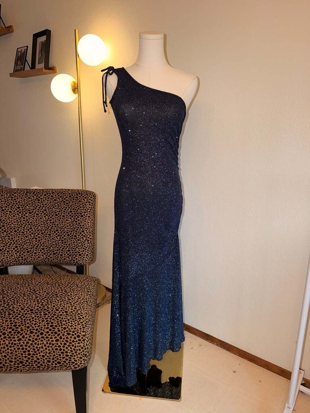 Taboo Vintage Y2K One Shoulder Sparkly Ruched Siren Dress Size S